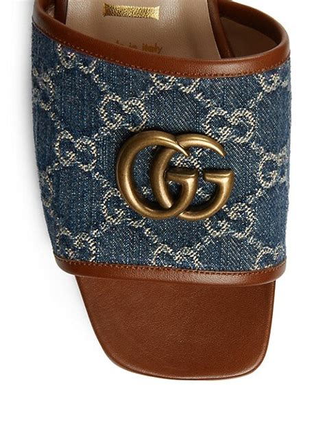 gucci denim flat sandals|Gucci snakeskin sandals.